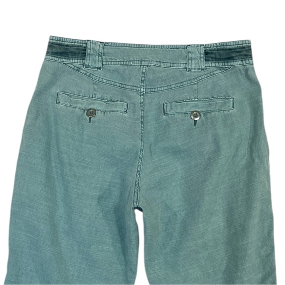 Sundance Pleated Front Exposed Button Linen Tencel Stretch Sage Green Pant Size2 - Picture 6 of 7
